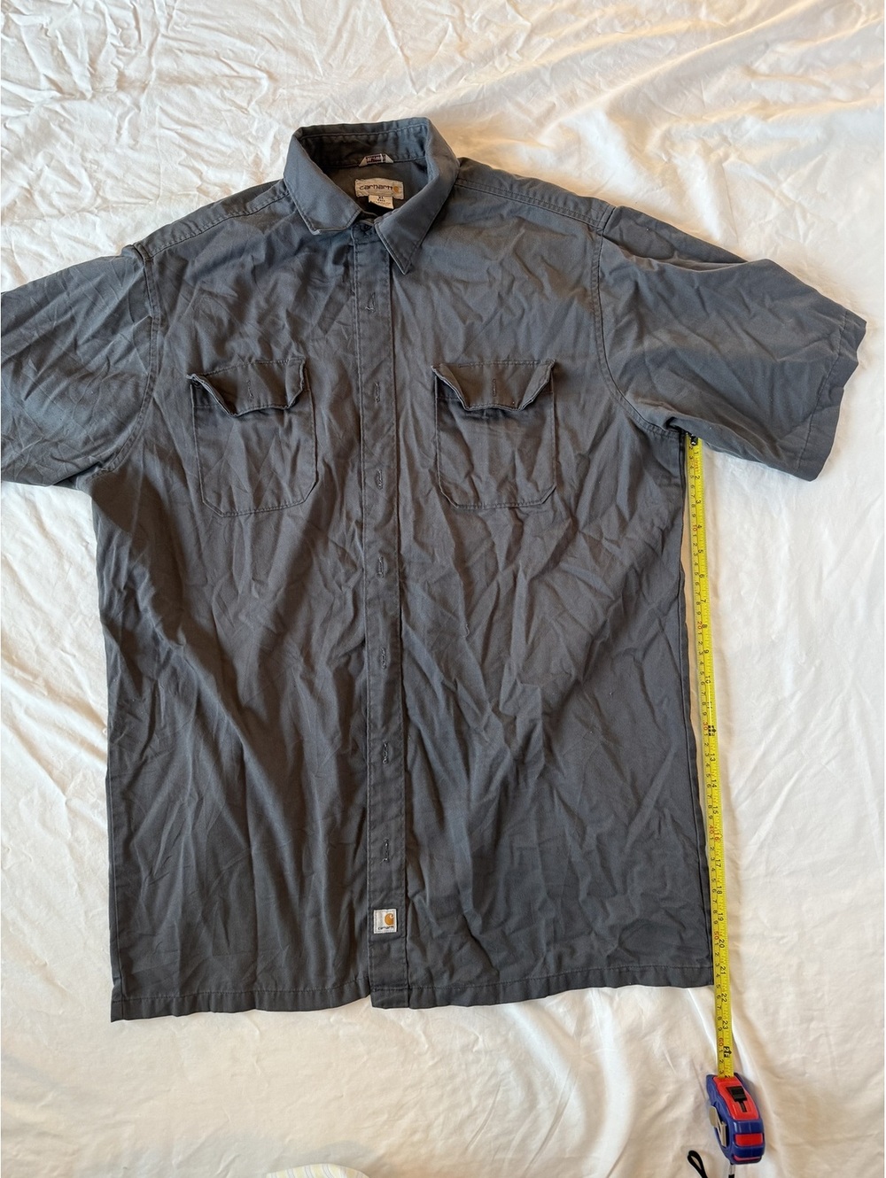 Carhartt XL Tall Gray Short Sleeve Work Shirt